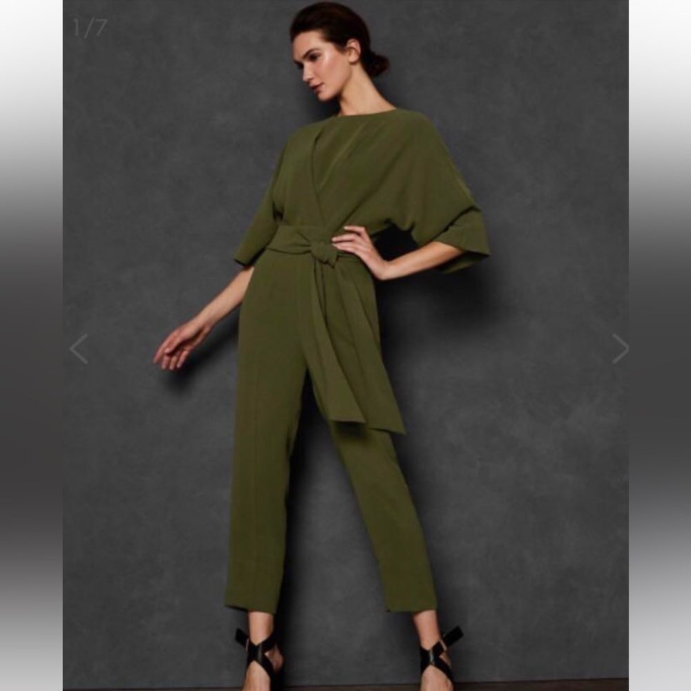Ted Baker Olive Green Wrap Jumpsuit